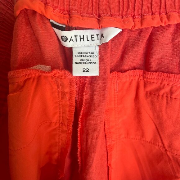 Athleta Linen Wide Leg Crop Pants Size 22 Beachy Lightweight Airy Vacation - Picture 4 of 5